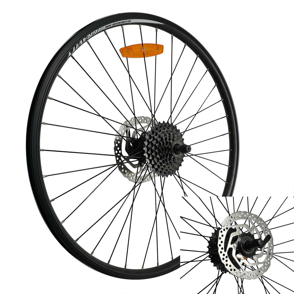 Тормозной диск на колесе велосипеда. Заднее колесо на велосипед 26 дюймов 7 скоростей. Заднее колесо 26 с трещеткой. Колесо заднее 36 спиц 26 дюймов.